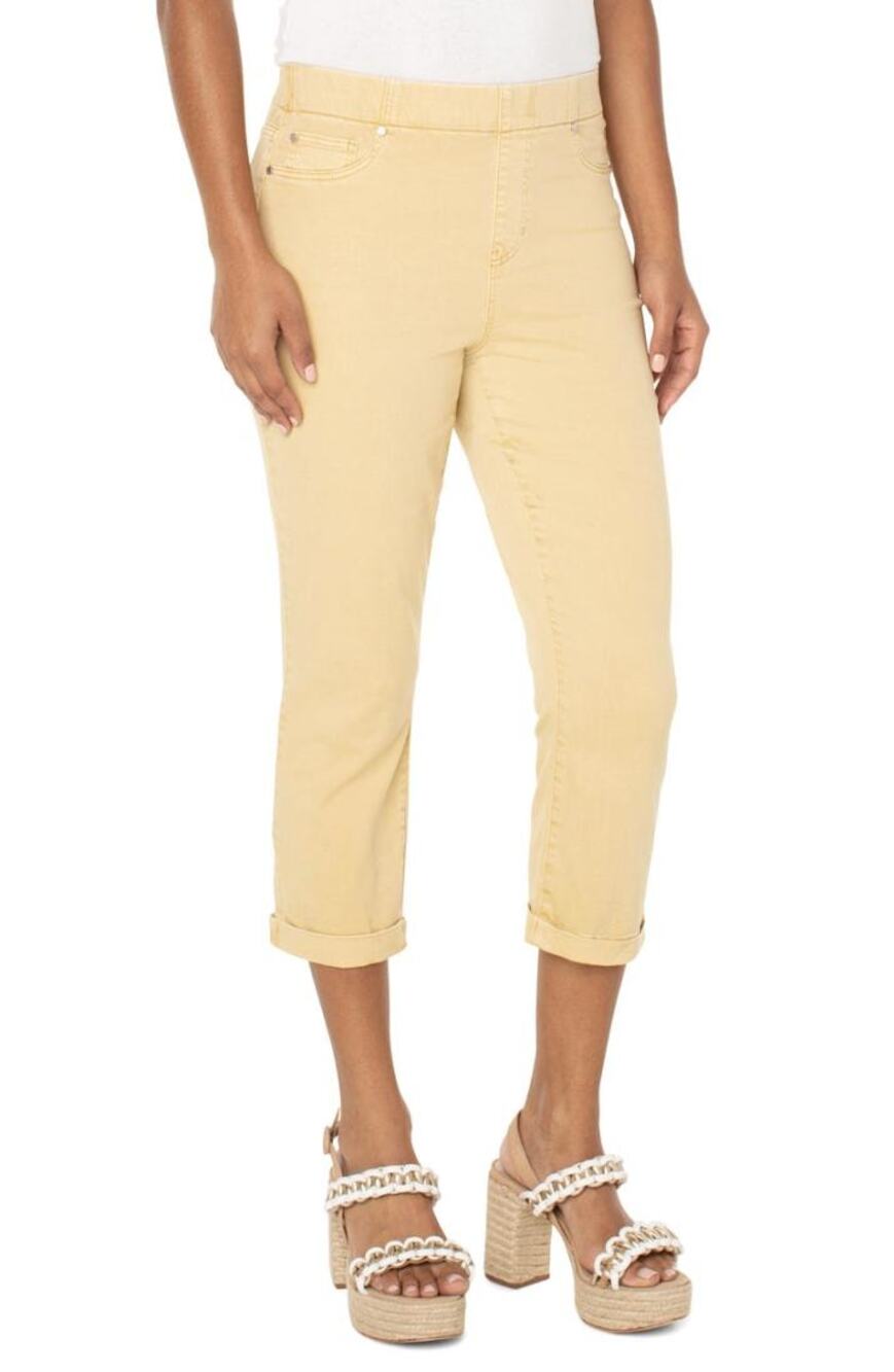Liverpool Los Angeles Hi-Rise Chloe Slim Crop Peddle Pusher Yellow Size 6/28